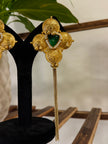 Coin Kundan Stone Pearl Chain Tassel Kashmiri Earrings