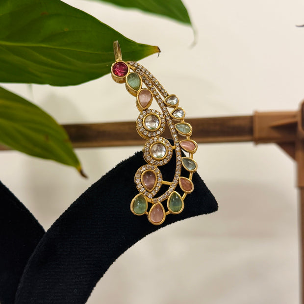 Polki Statement Earrings with Ear Cuffs