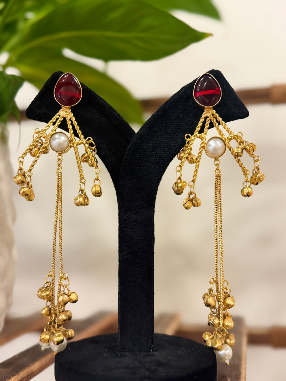 Designer Oval Gungroo Kashmiri Earrings Set