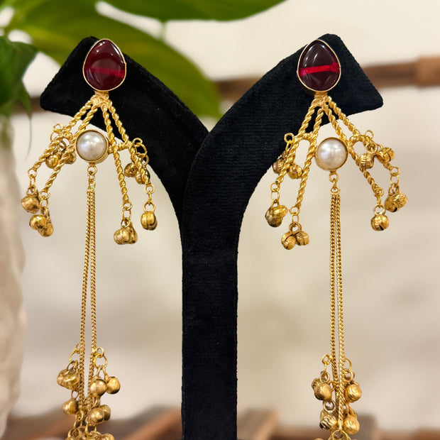 Designer Oval Gungroo Kashmiri Earrings Set