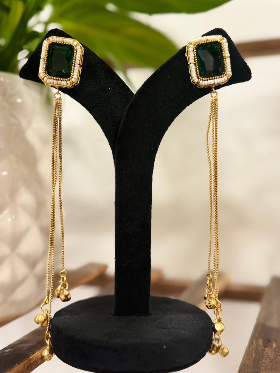 Emerald Kashmiri Earrings Set