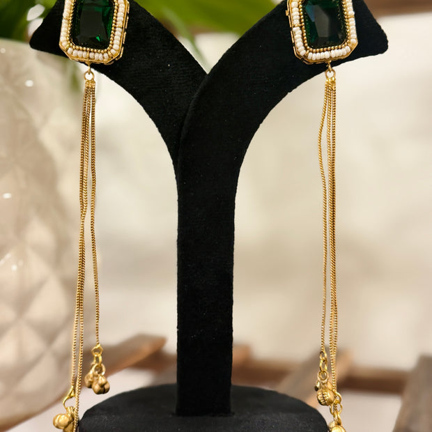 Emerald Kashmiri Earrings Set