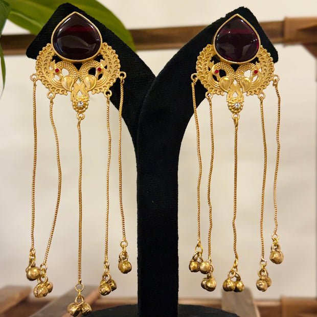 Twin Peacock Kashmiri Earrings