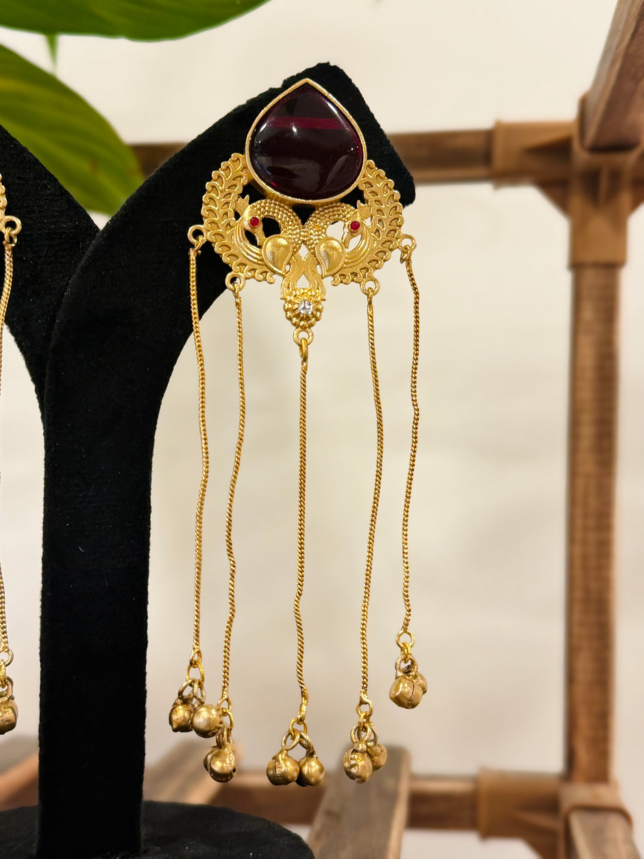 Twin Peacock Kashmiri Earrings
