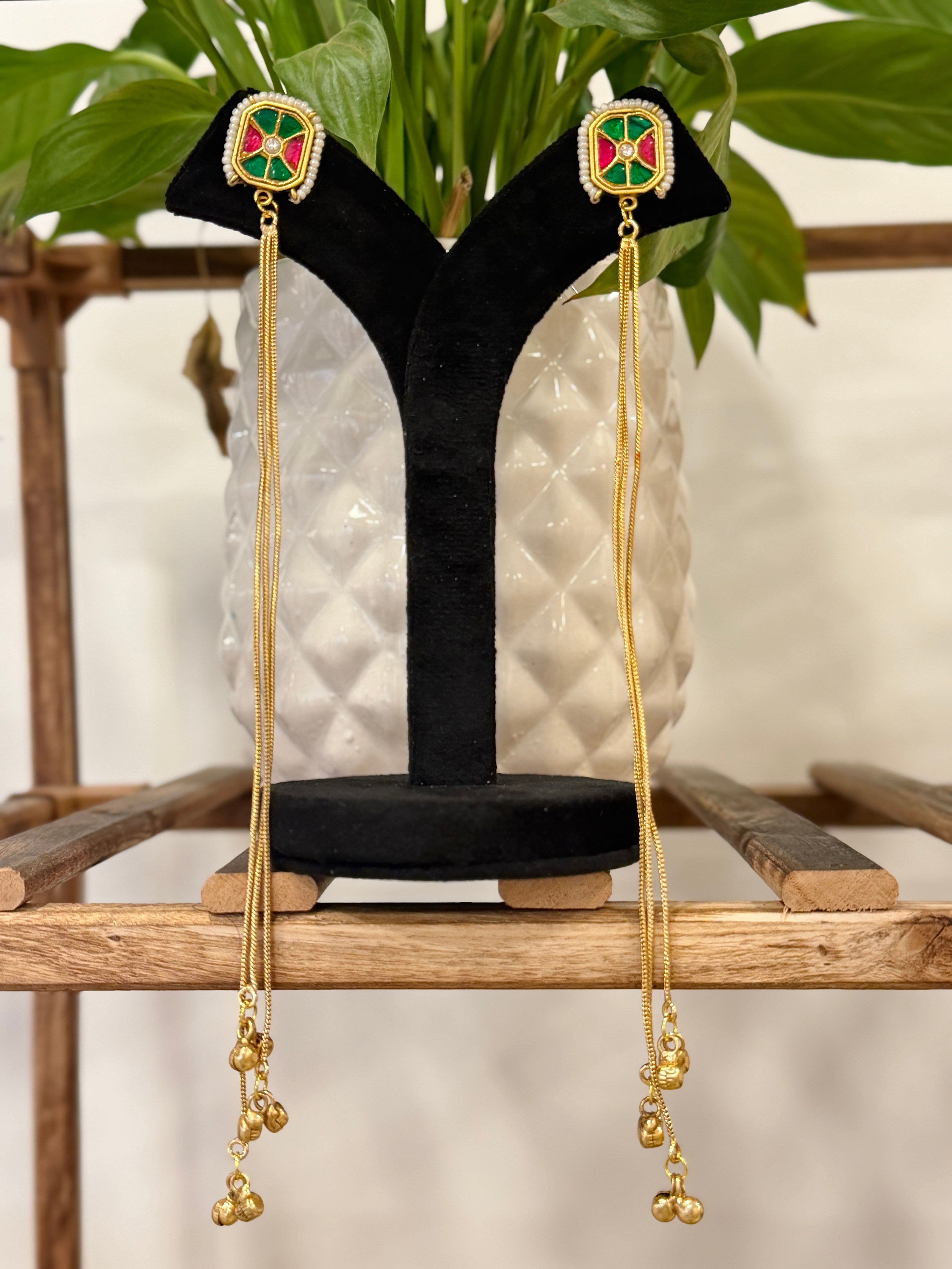 Jadau Pachi Ghungroo Kashmiri Earring Set