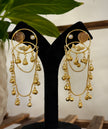 Golden Bird Motif Ghungroo Chain Earring Set