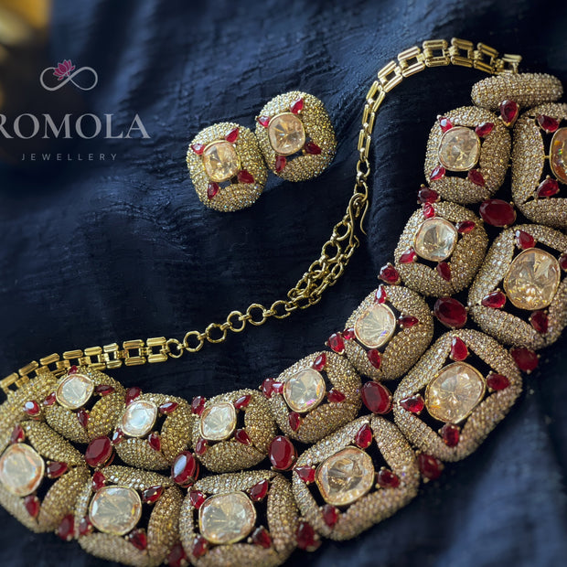 The Maharani’s Treasure: Ruby & Diamond Grandeur Choker Necklace Set