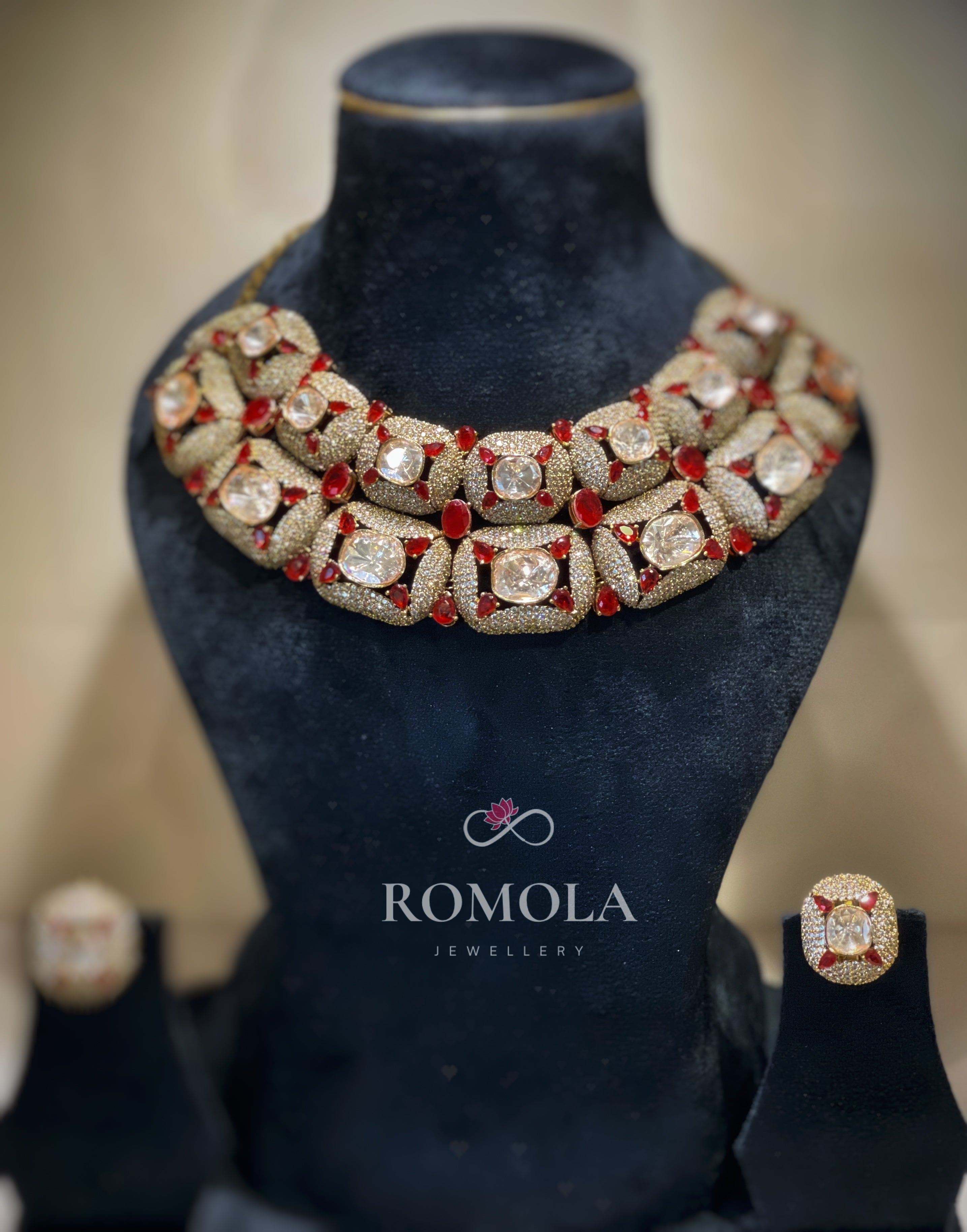The Maharani’s Treasure: Ruby & Diamond Grandeur Choker Necklace Set