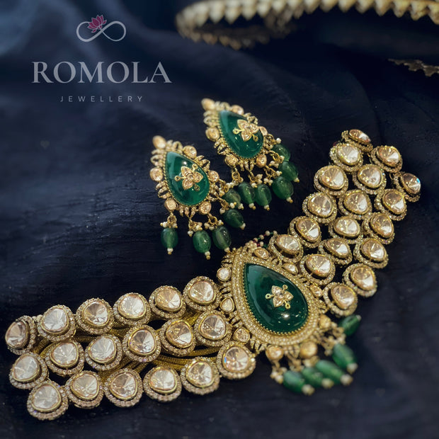 Doublet Moissanite Polki Choker Necklace Set