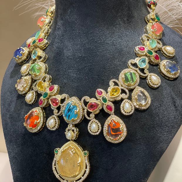 Royal Navratna Necklace Set RM111