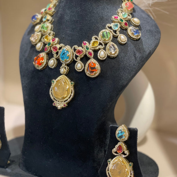 Royal Navratna Necklace Set RM111