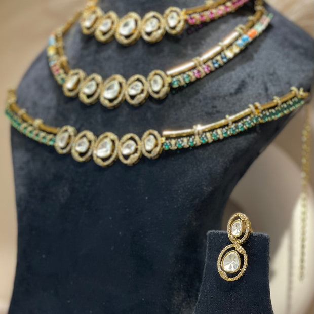 Opulent Moissanite Polki Necklace Set