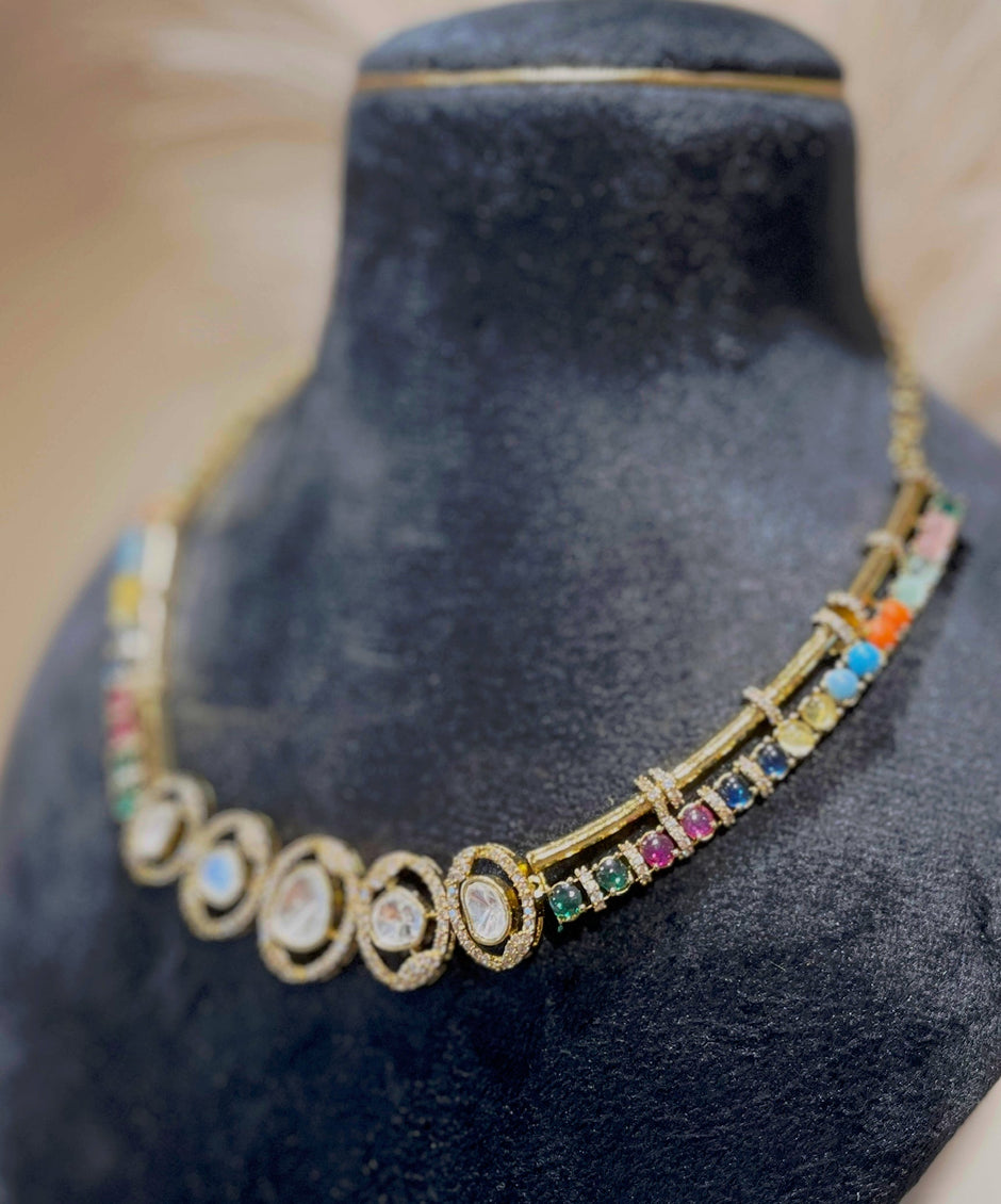 Opulent Moissanite Polki Necklace Set