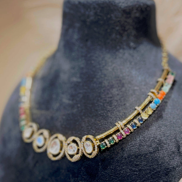 Opulent Moissanite Polki Necklace Set