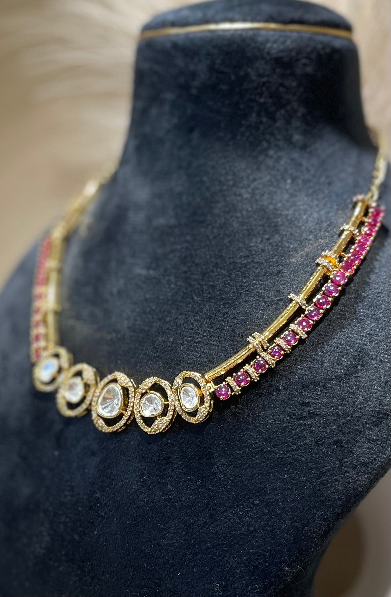 Opulent Moissanite Polki Necklace Set