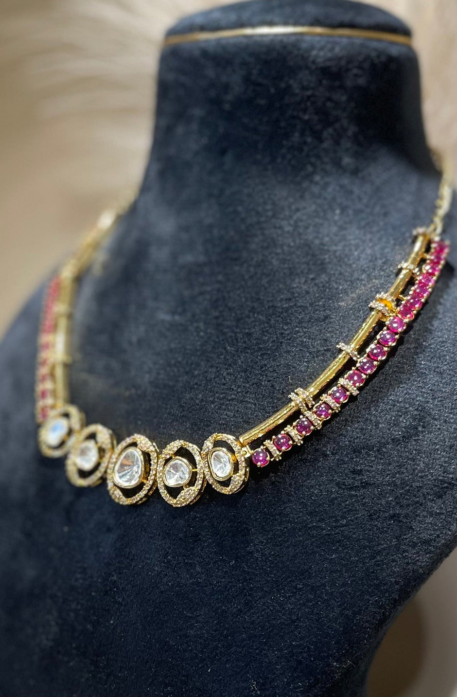 Opulent Moissanite Polki Necklace Set