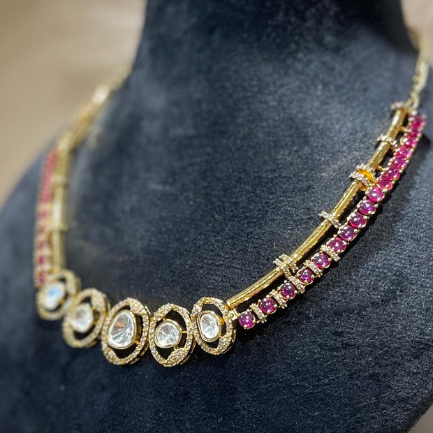 Opulent Moissanite Polki Necklace Set