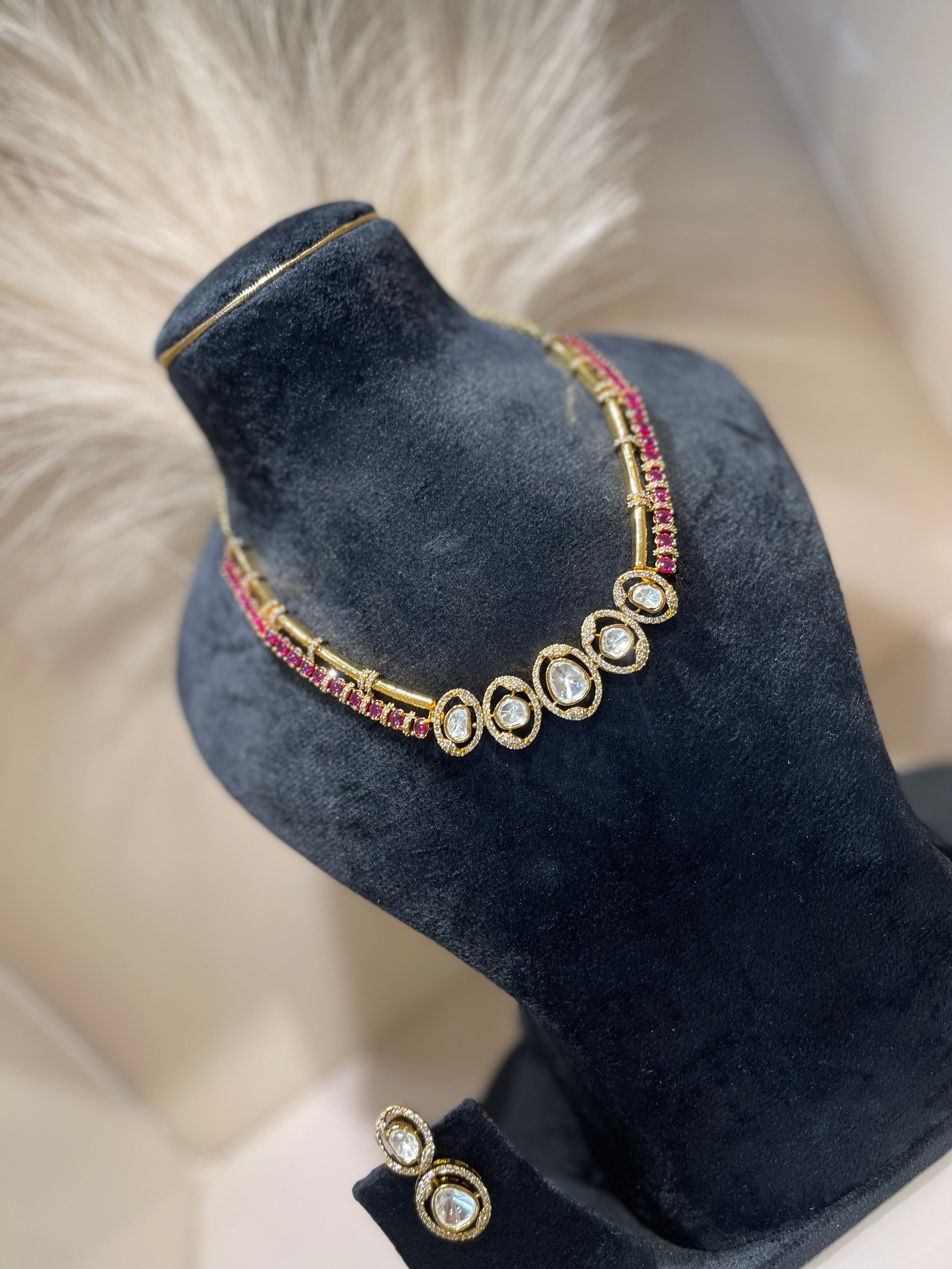 Opulent Moissanite Polki Necklace Set