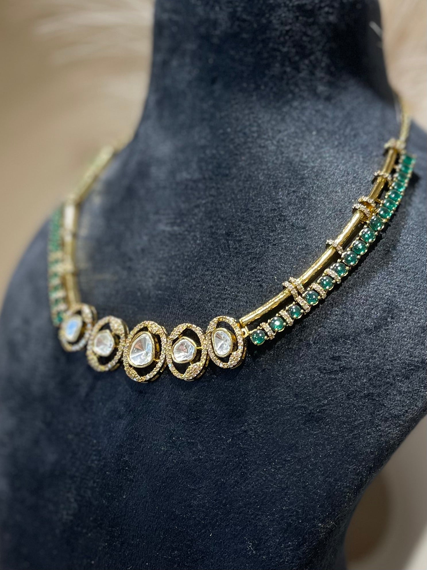 Opulent Moissanite Polki Necklace Set