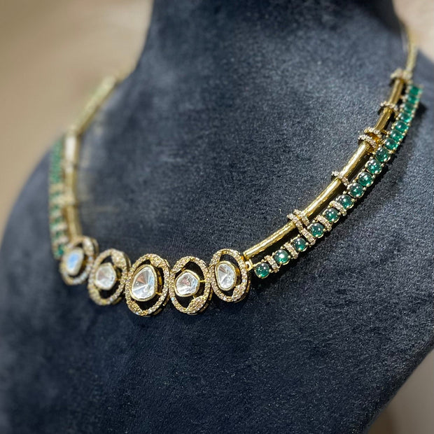 Opulent Moissanite Polki Necklace Set