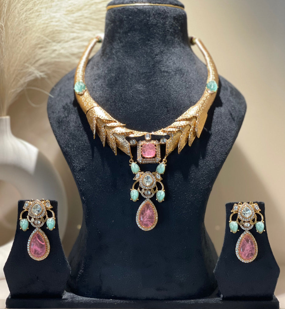 Pink and Green Enchantress Necklace Set