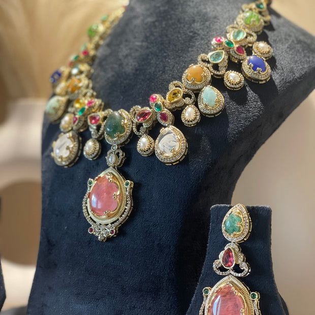 Royal Navratna Necklace Set RM111