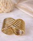 Gold-Plated Multi-Bar Woven Crossover Cuff Bracelet