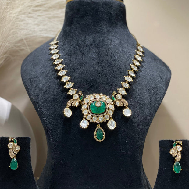 Emerald Peacock Necklace Set