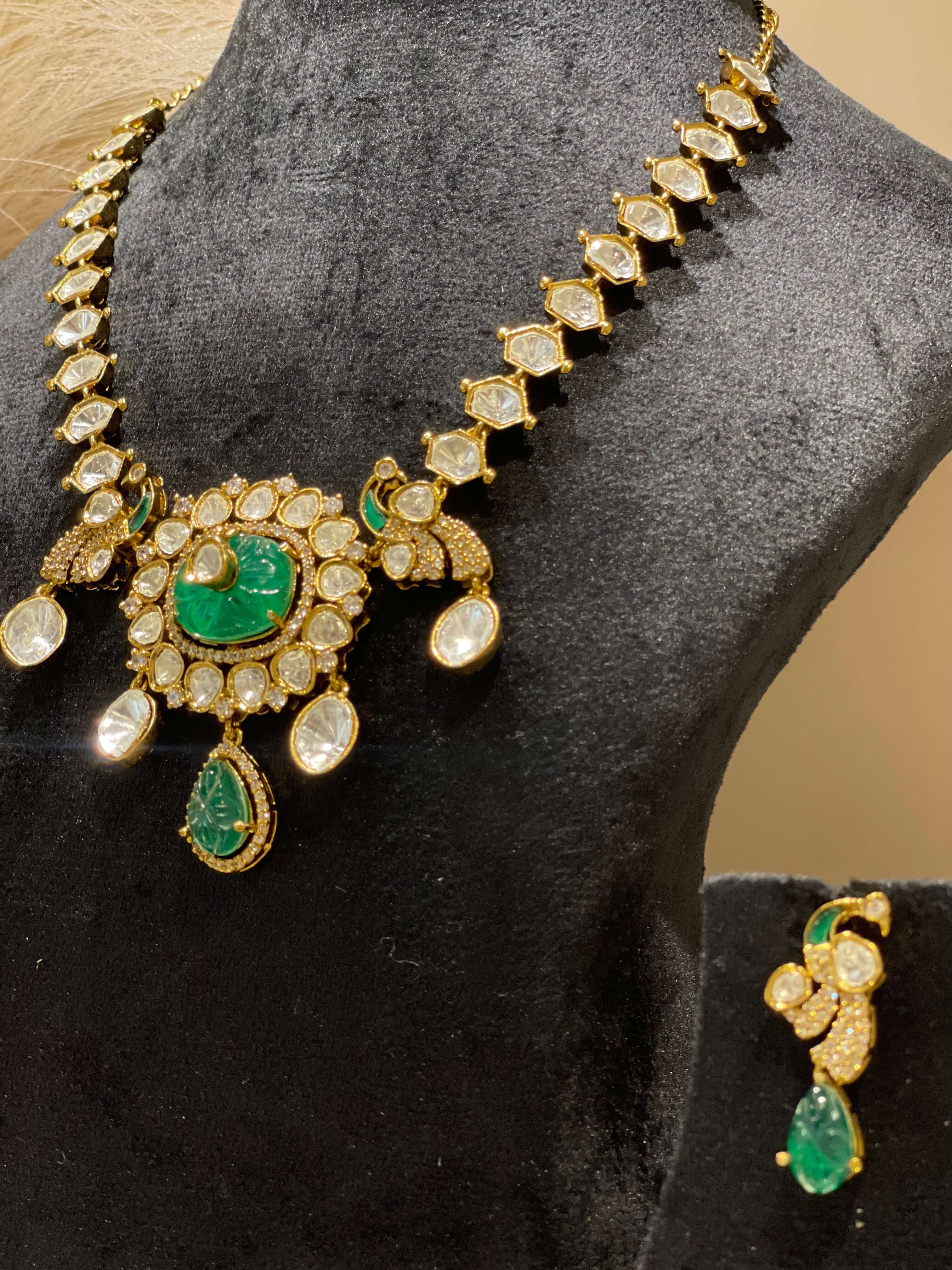 Emerald Peacock Necklace Set
