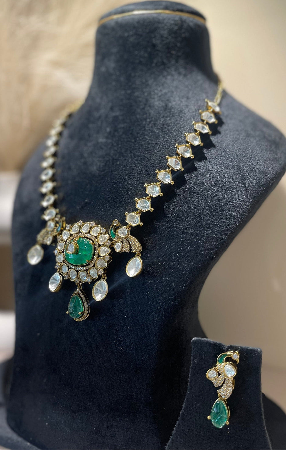Emerald Peacock Necklace Set