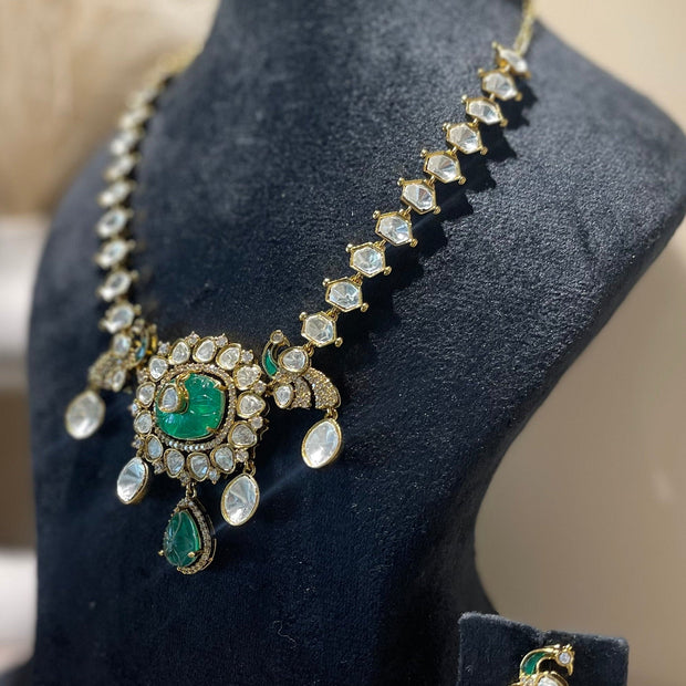 Emerald Peacock Necklace Set