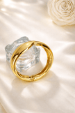 Gold-Plated Sleek Teardrop Front Slim Hinged Bracelet