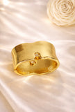 Gold-Plated Wide Wavy Edge Glossy Hinged Cuff Bracelet
