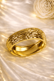 Golden Ripple Texture Wide Hinged Cuff Bracelet