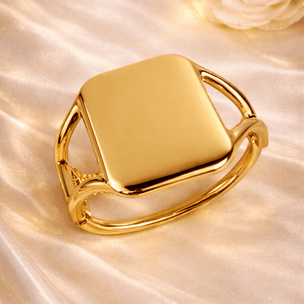 Gold-Plated Square Signet Double Band Bracelet