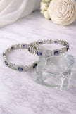 Silver CZ Emerald Cut Colour Stone Floral Bangles