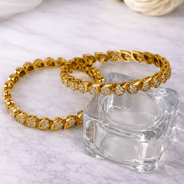 Adorable CZ Floral Leaf Pattern Bangles
