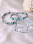 Silver CZ Emerald Cut Colour Stone Floral Bangles