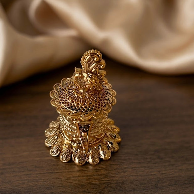 Peacock Filigree Mango Base Cylinder Kumkum Box