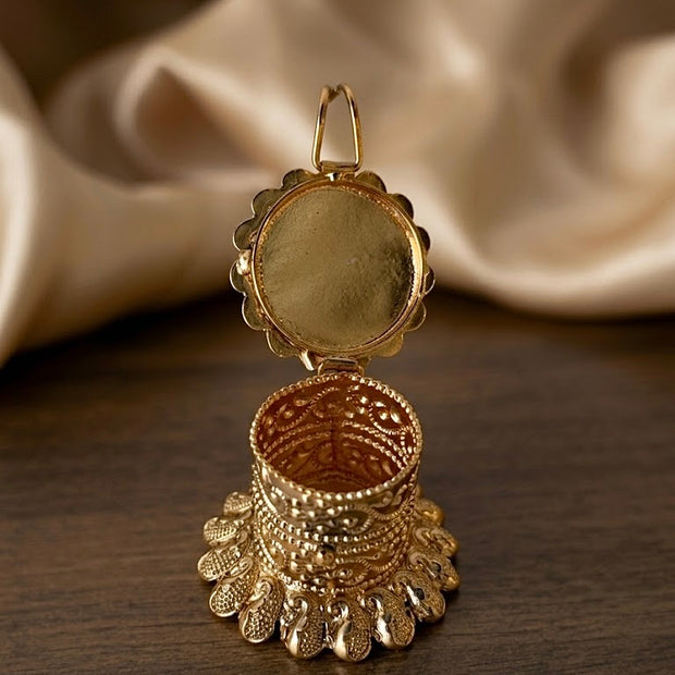 Peacock Filigree Mango Base Cylinder Kumkum Box