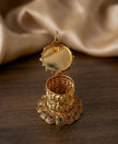 Gold Flower Nakshi Multi Kemp Stone Cylinder Kumkum Box