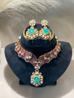 Turquoise-Emerald Choker Necklace Set