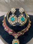 Turquoise-Emerald Choker Necklace Set