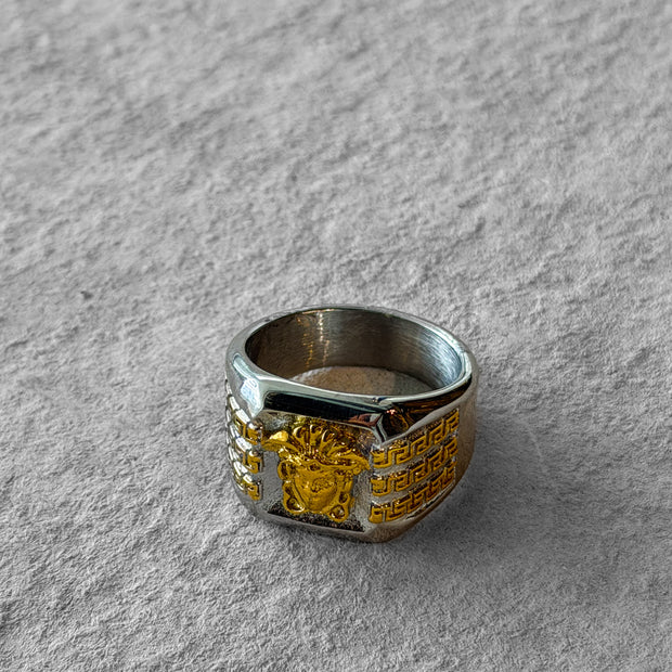 Silver ring with a yellow gemstone 