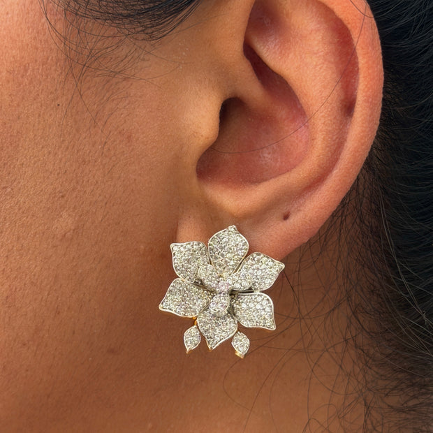 ear wearing a diamond earring