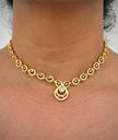 Gold necklace with intricate design 
