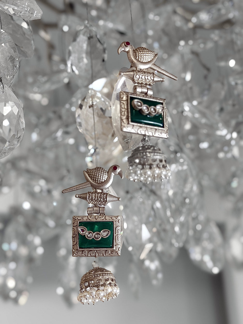 Silver bird-shaped earrings