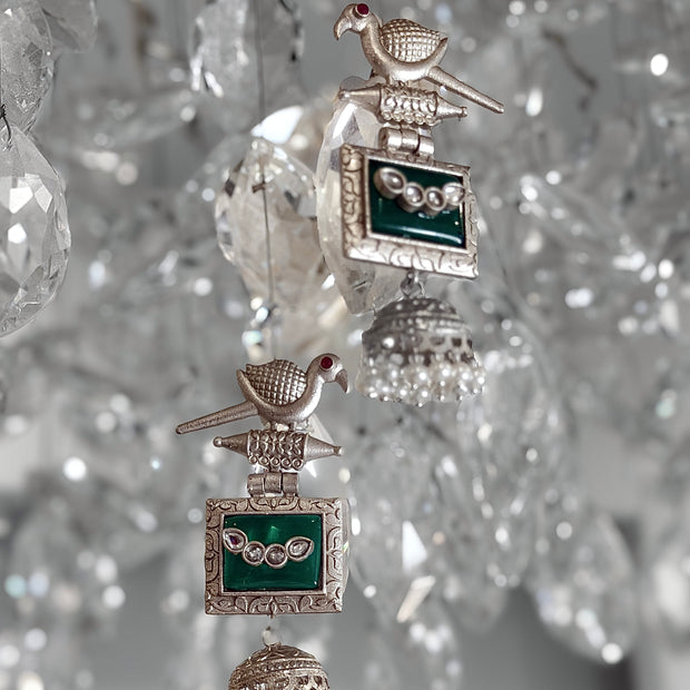 Silver bird-shaped earrings