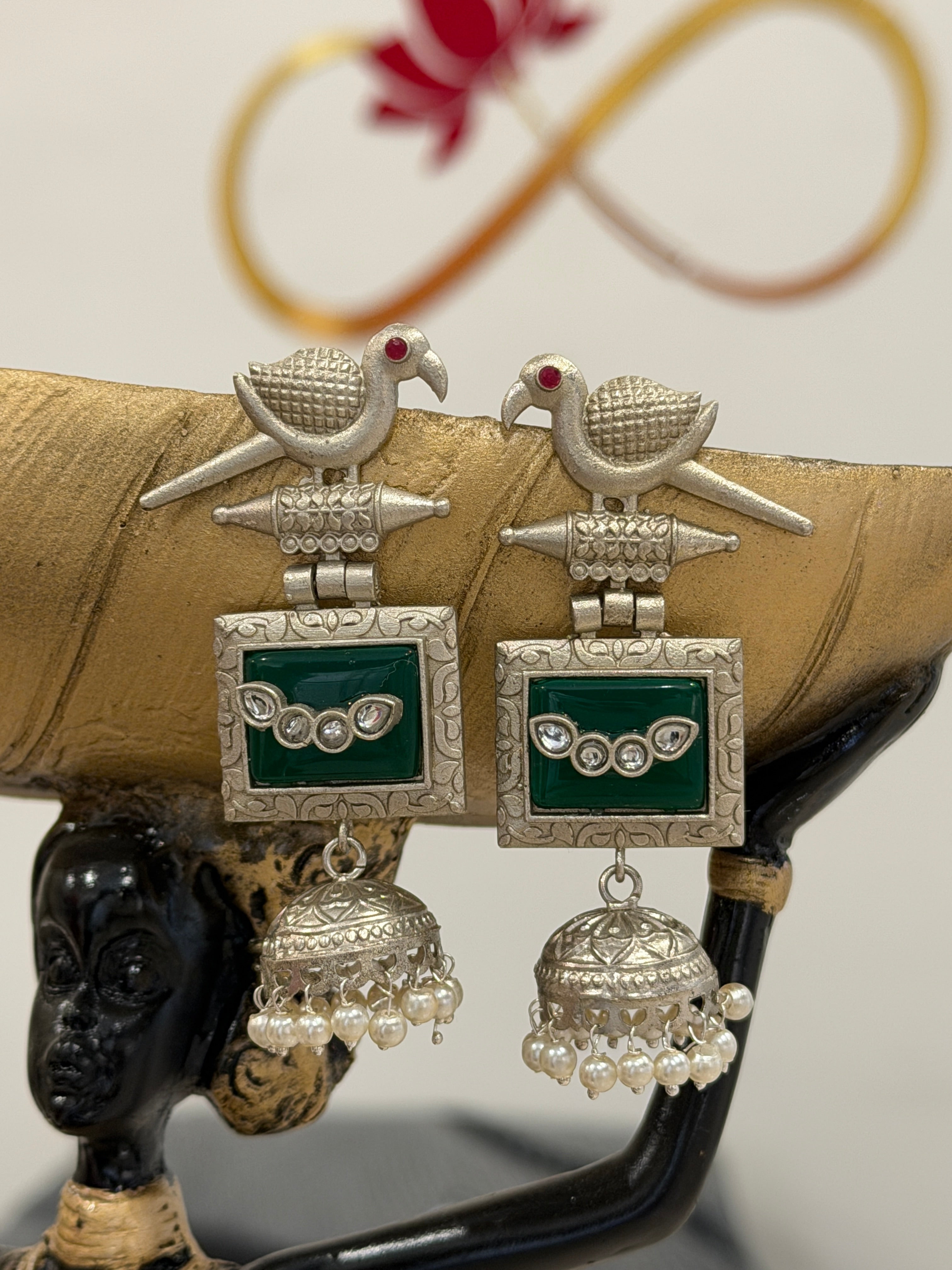 Ornate silver earrings 