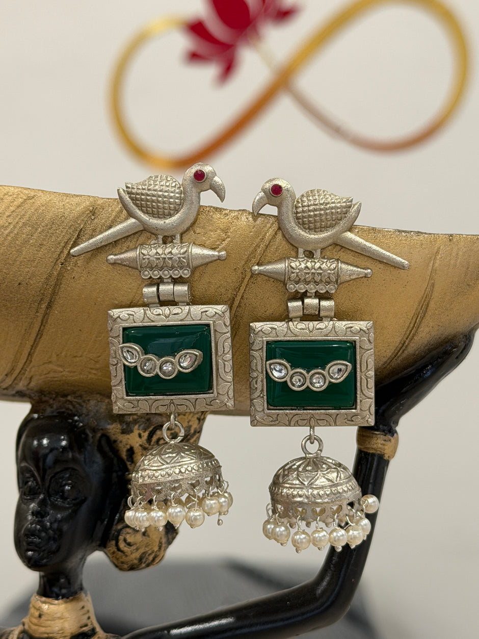 Ornate silver earrings 